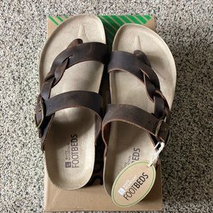 Brand new cork and leather sandals with braid